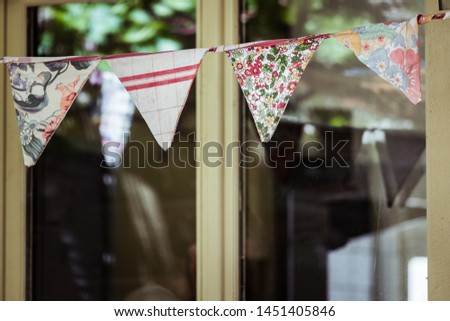 Decoration on a terrace colorful pennants
