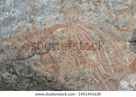 Aboriginal Rock Paintings at Burrungkuy Nourlangie rock art site in Kakadu National Park Northern Territory of Australia