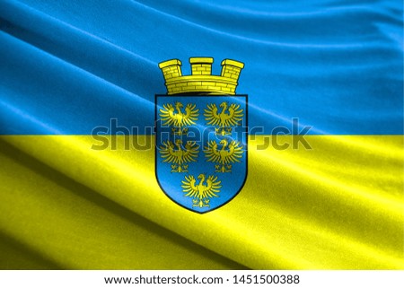 Realistic flag of Lower Austria on the wavy surface of fabric