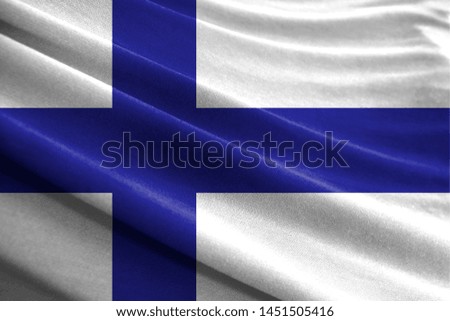 Realistic flag of Finland on the wavy surface of fabric
