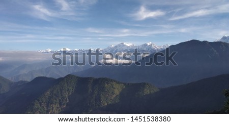 Himalayan mountain range at tungnath chopta, uttarakhand garhwal, India