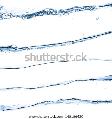 closeup of water waves isolated on white Royalty-Free Stock Photo #145156420