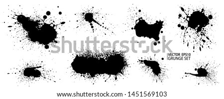 Grunge splatter. Paint splashes. Liquid stains. Highly detailed grunge textures. Paint stain. Ink spots. Splatter. Scribble. Scrawl. Drop. Grunge backgrounds collection. Royalty-Free Stock Photo #1451569103