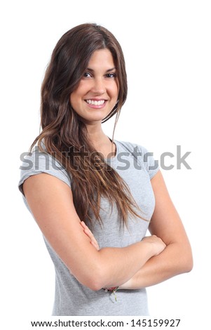 Attractive woman posing isolated on a white background