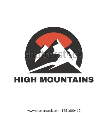 High mountains stylized vector icon.