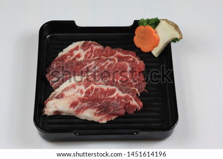 raw slice flank steak Japanese food 