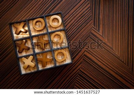 xo wooden board game . 