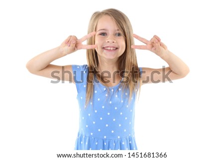 Emotional little girl isolated on white background