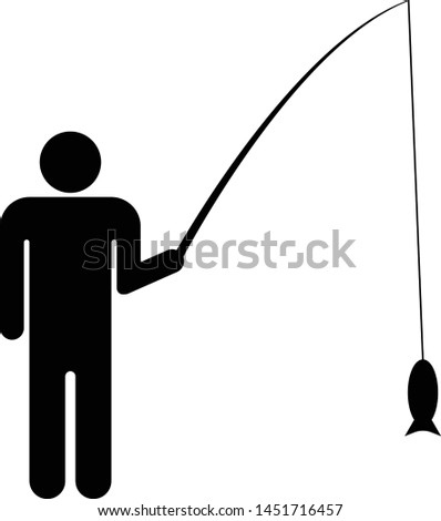Person fishing icon pictogram - vector 