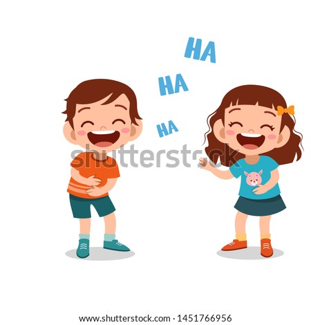 kids children laughing together vector Royalty-Free Stock Photo #1451766956