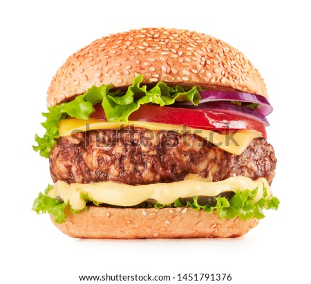 fresh cheeseburger isolated on white background