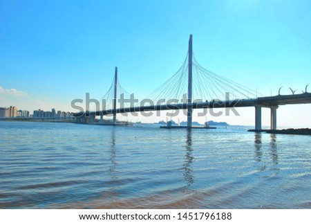 St. Petersburg, yacht bridge, summer, Gulf of Finland, Park 300. Royalty-Free Stock Photo #1451796188