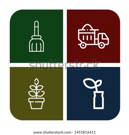 Set of dirt icons such as Broom, Dumper, Plant