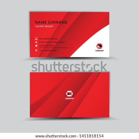 Business Card Vector template, Creative idea modern concept, red polygon background, geometric shape