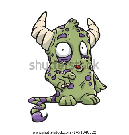 Funny cartoon green and purple monster Royalty-Free Stock Photo #1451840522