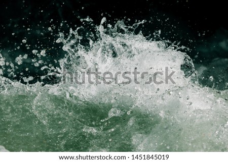 Splashes of water from the waves in the sea .