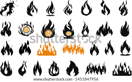 Flames bundle, flames SET. Fire flame icon. VECTOR