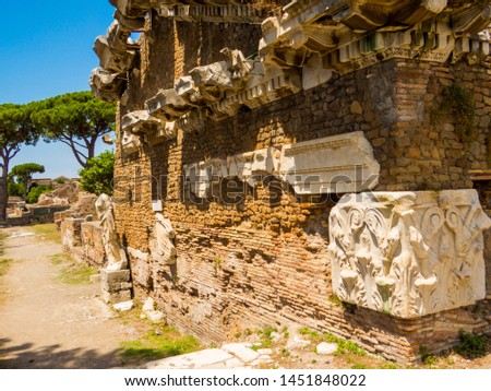 Ancient Roman Archaeological Site of Ostia Antica in Rome, Italy