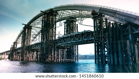 unfinished brutal railway bridge in Kiev