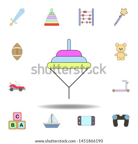 cartoon spinning toddler toy colored icon. set of children toys illustration icons. signs, symbols can be used for web, logo, mobile app, UI, UX
