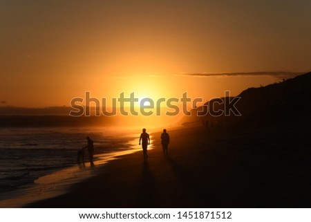 Shadows And Silhouettes On Beach Before Sunset, Mossel Bay, South Africa