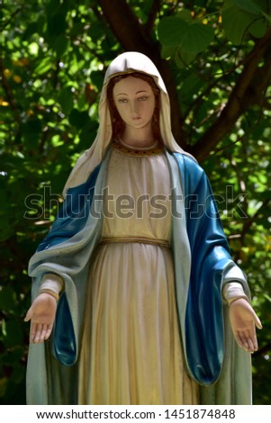 Close-up of Statue of Our lady of grace virgin Mary in the church, Thailand. selective focus