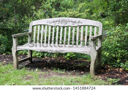 High quality stylish park wooden bench in the garden - Image