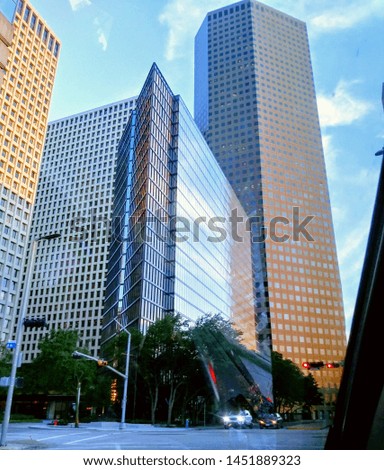 a solid structure showing contrast and detail. Downtown Houston 