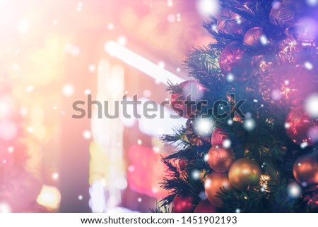 Christmas Background with bokeh light; Blurred Xmas background 