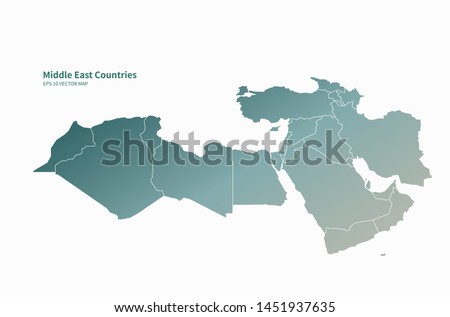 arab countries map.eps graphic vector of middle east countries map. Royalty-Free Stock Photo #1451937635