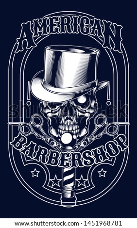barber skull illustration for t-shirt design and any digital printing stuff