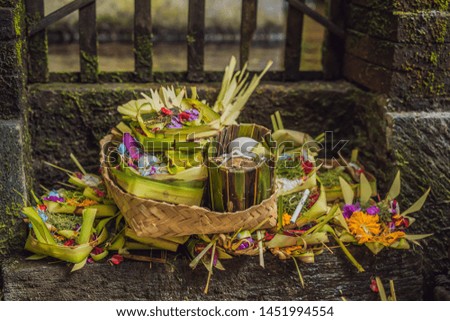 Daily offerings - canang sari is very important in Bali, Indonesia