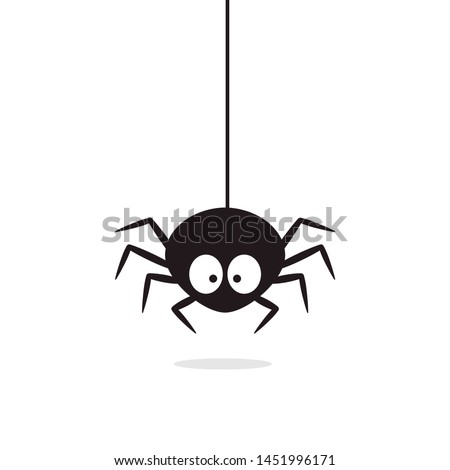Cute Spider hanging on cobweb. Halloween character - Vector