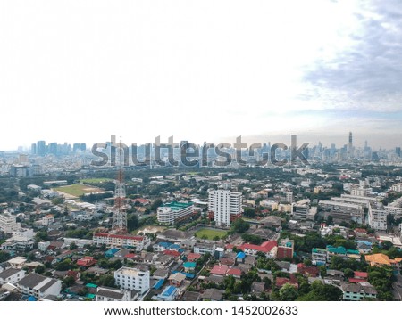 Aerial view office building in central of city Bangkok Thailand