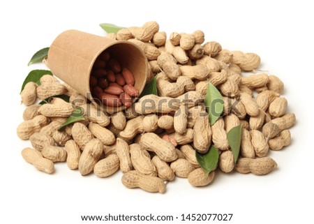 Shelled peanuts  on white background.