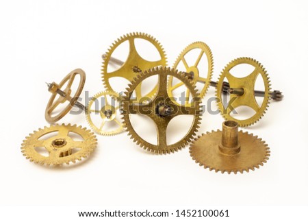  copper golden gears isolated on white background