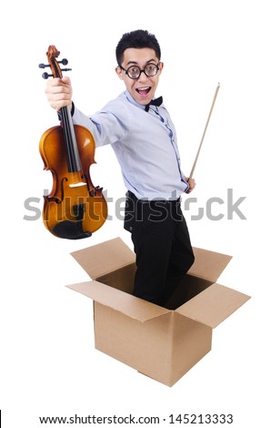 Man playing violin from the box