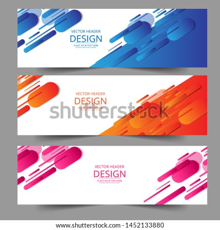 Abstract header blue orange pink wave vector design. Abstract swoosh background. Abstract corporate business banner web template, horizontal advertising.