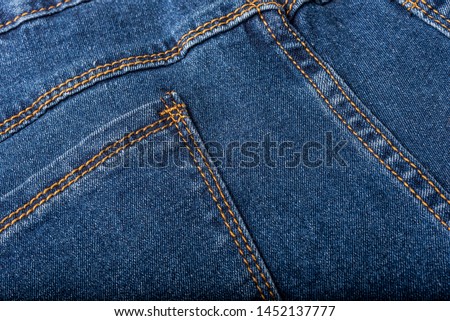 Background bleaching jeans, sewing technology, cotton fabric, durability