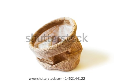 the picture of empty sack bag isolated on white background, clipping part.