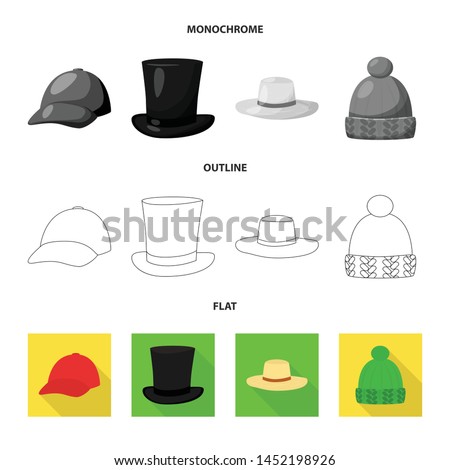Vector illustration of clothing and cap logo. Set of clothing and beret stock vector illustration.