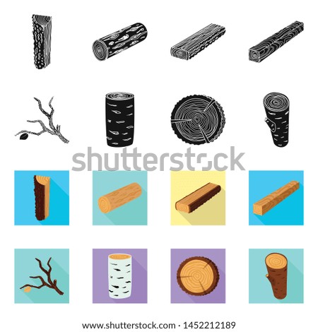 Vector design of tree and raw icon. Set of tree and construction stock symbol for web.