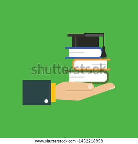 educational books in hands. Love reading. Cartoon flat vector illustration isolated on white background.