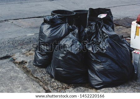 Black garbage bags  Prepared for garbage cars to collect
