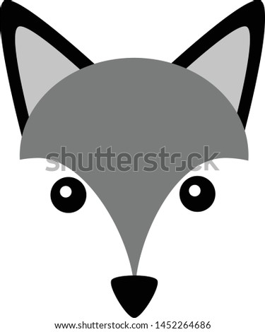 Cute Little Grey Fox or Husky Dog Vector Illustration for Logo or Story