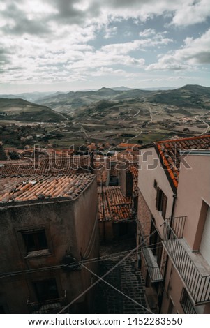 Panoramic view of Gangi, rural place in the middle of Sicily, Italy.