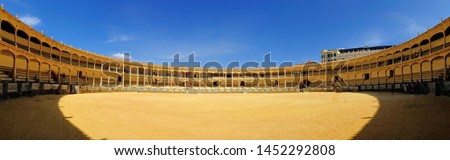Bullring in Ronda, one of the oldest and most famous bullfighting arena in Spain. Royalty-Free Stock Photo #1452292808