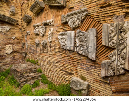 Ancient Roman archaeological site of Ostia Antica in Rome, Italy