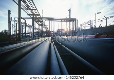 Petrochemical oil refinery Royalty-Free Stock Photo #145232764