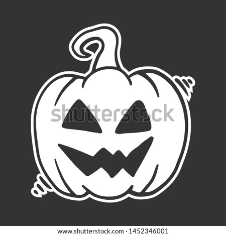 Halloween pumpkin. Vector concept in doodle and sketch style. Hand drawn illustration for printing on T-shirts, postcards. Icon and logo idea.